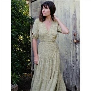 Christy Dawn Augusta Green Floral wrap Dress